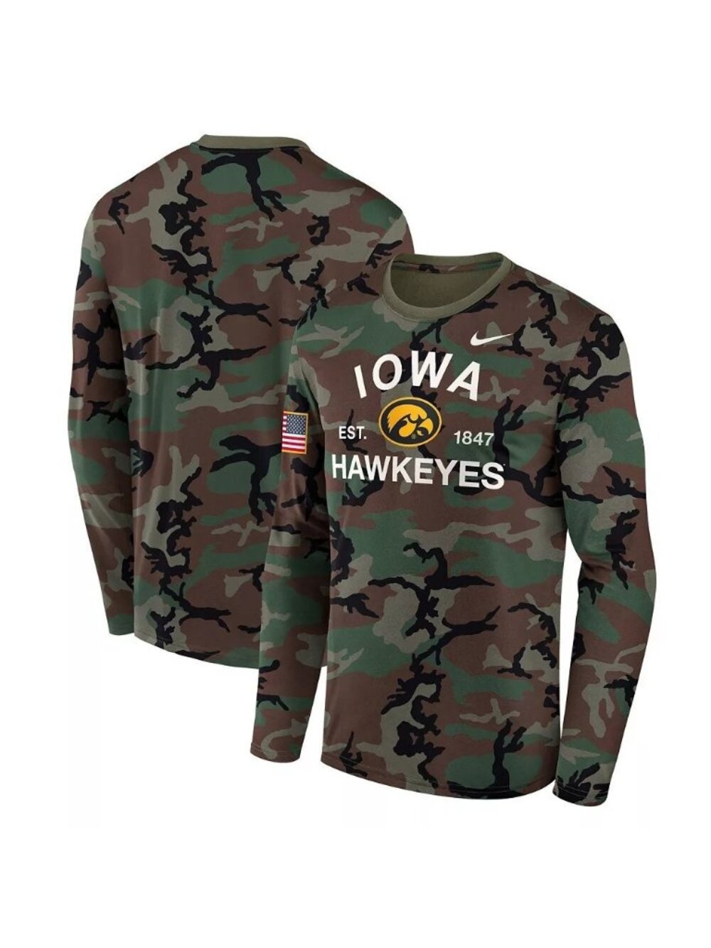 Nike Iowa Hawkeyes Men's Size Small Military Appreciation Dri-Fit Shirt Camo